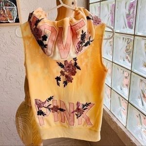 ✨🌺OOAK Up-Cycled Dyed Sleeveless PINK Hoodie✨S